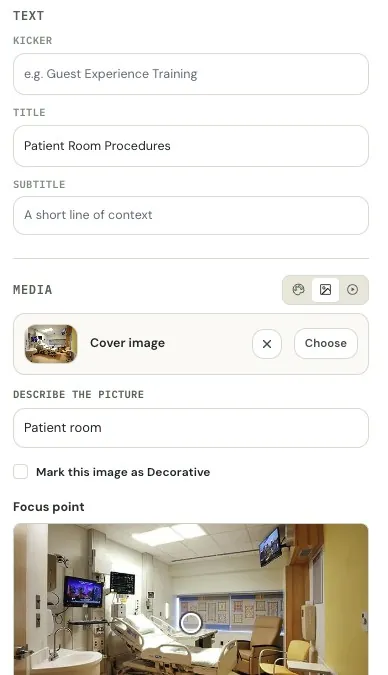 The list of activity modes an educator can switch on for a scene